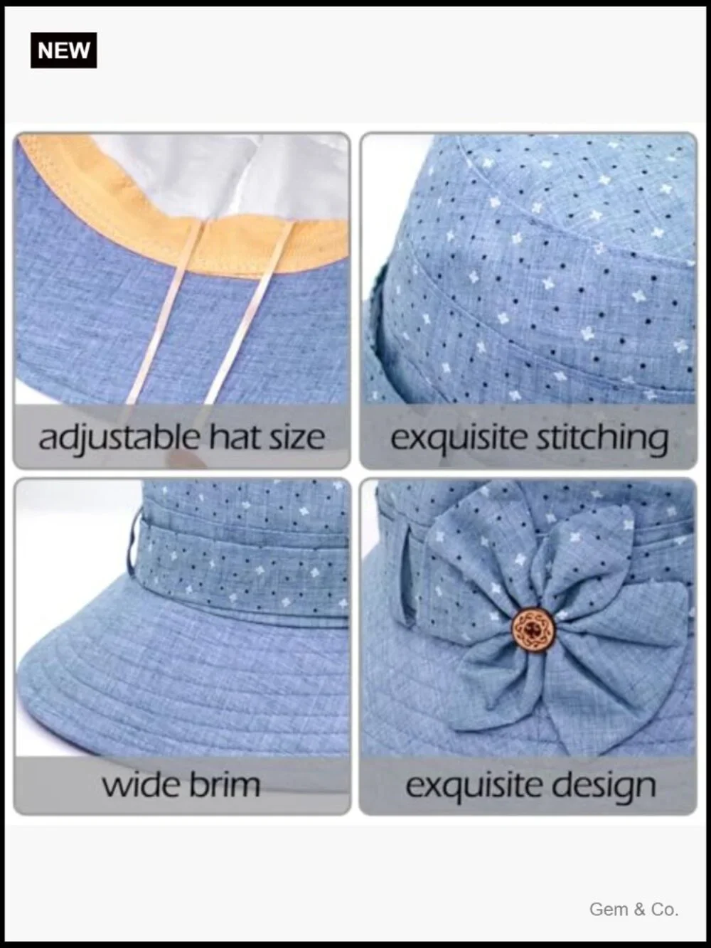 Vintage Floral Bucket Hat with Bowler Style Adjustable Fit